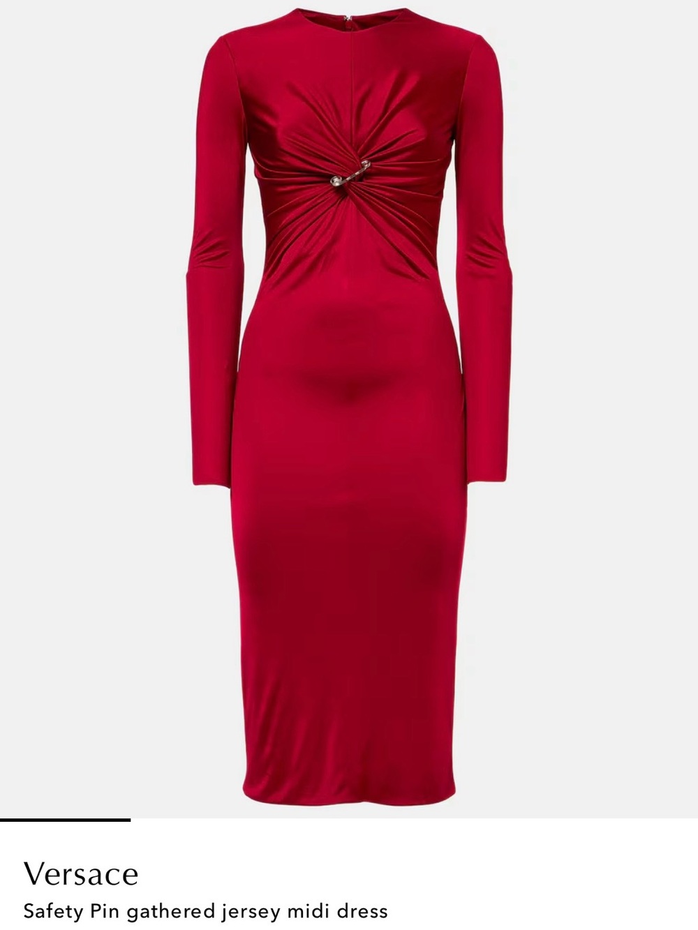 NWT Authentic Versace Safety Pin Gathered Jersey Midi Dress